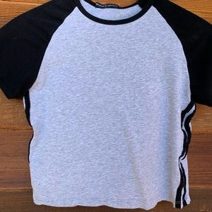Cute Grey and black baseball Tee Brandy Melville!